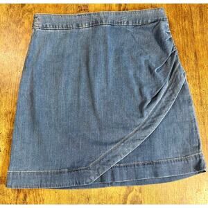 White House Black Market Size 6 Silky Soft Denim Faux-Wrapped Mini Skirt